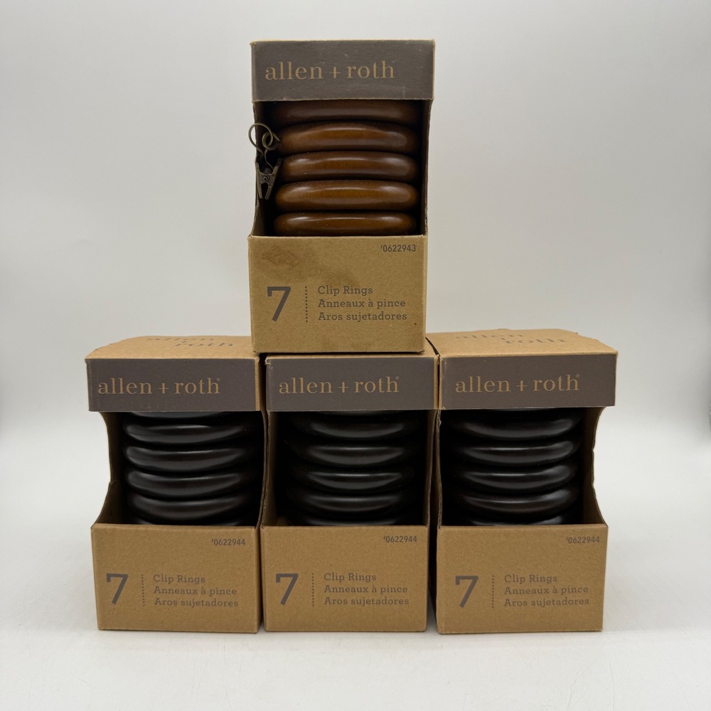 Allen + Roth Clip Rings 28pc Lot Tobacco & Espresso Wood Finish 1-3/8in Rods